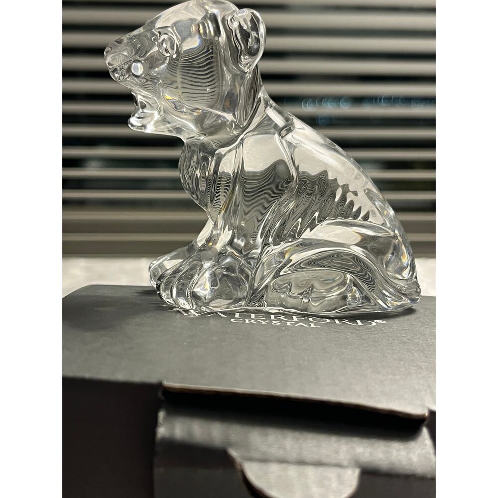 Waterford Crystal Sitting Bear Figurine Ireland Signed Etched Hallmark w/ Box
